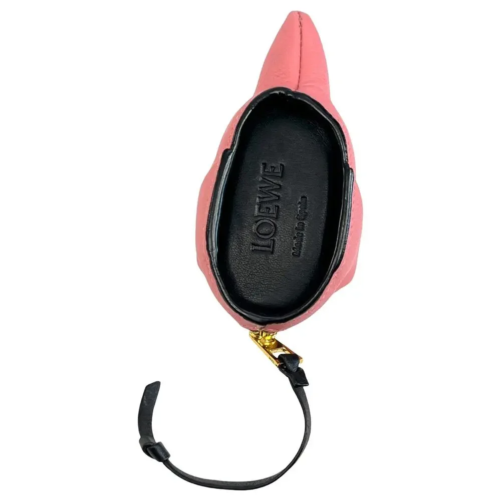 Loewe Leather Mouse Coin Purse Charm Keychain Pouch Candy Pink Gold Tone Spain